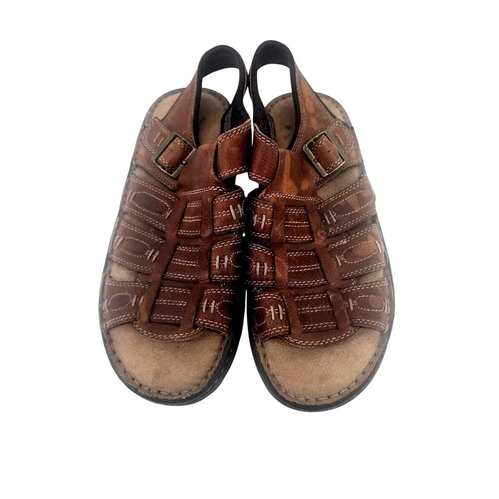 Journeys Mens Brown‎ Leather Fisherman Sandals Slingback Size 12
